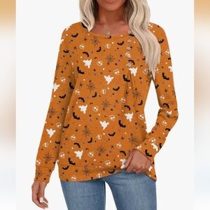 Popyoung Halloween Print Women's Lightweight Sweater Top Size XL NWT P2P 23 In